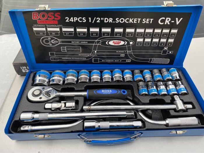 BOSS 24Pieces Ratchet Socket Set 1/2"