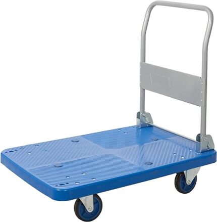 Foldable Platform Trolley Portable Household or Office Small Trailer Cart Heavy Duty for Loading and Moving Blue Soundless Wheels