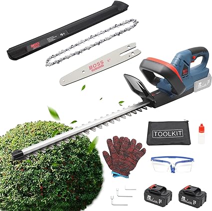 ordless Hedge Trimmer - Electric Shrub Cutter with Rechargeable Battery & Charger for Effortless Hedge Clipping, Grass Trimming, and Pristine Landscaping