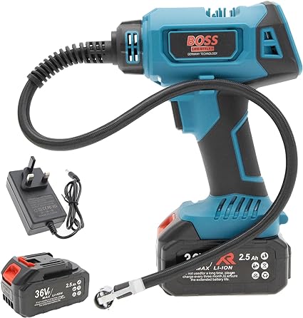 Boss Cordless Air Compressor - Wireless Inflation for Car Tires, Sports Equipment, Airbeds, Sofas, and More